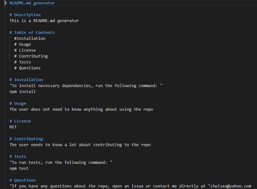 The generated README.md file